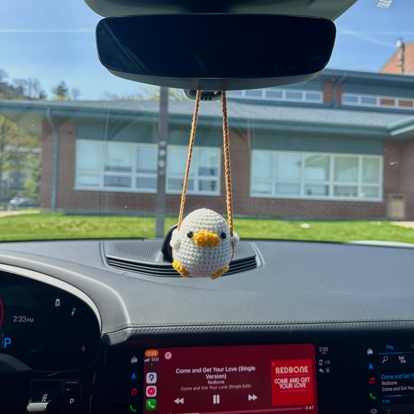 Crochet Duck Car Charm Rearview Mirror Decoration