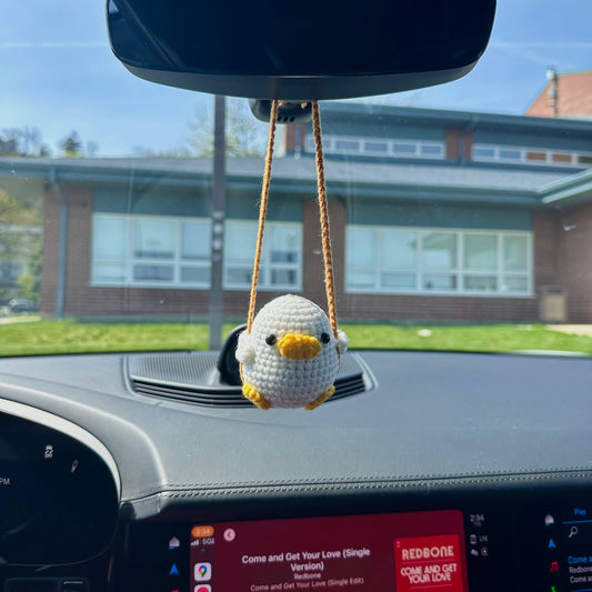 Crochet Duck Car Charm Rearview Mirror Decoration