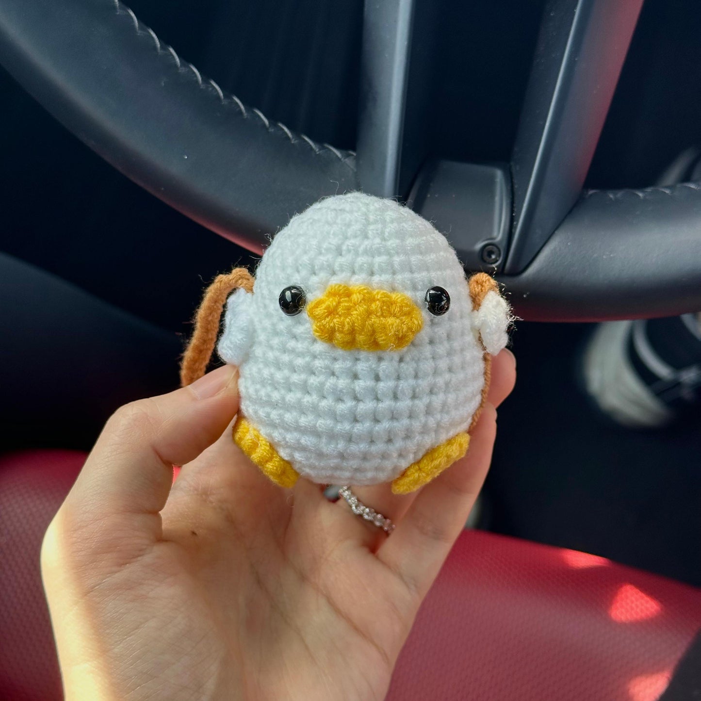 Crochet Duck Car Charm Rearview Mirror Decoration