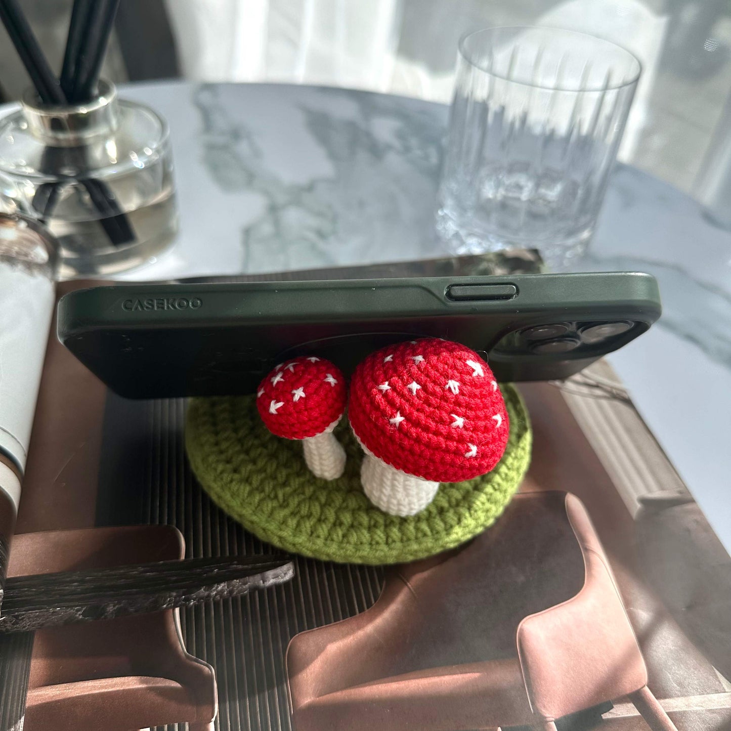 Handmade Crochet Mushroom Phone Stand