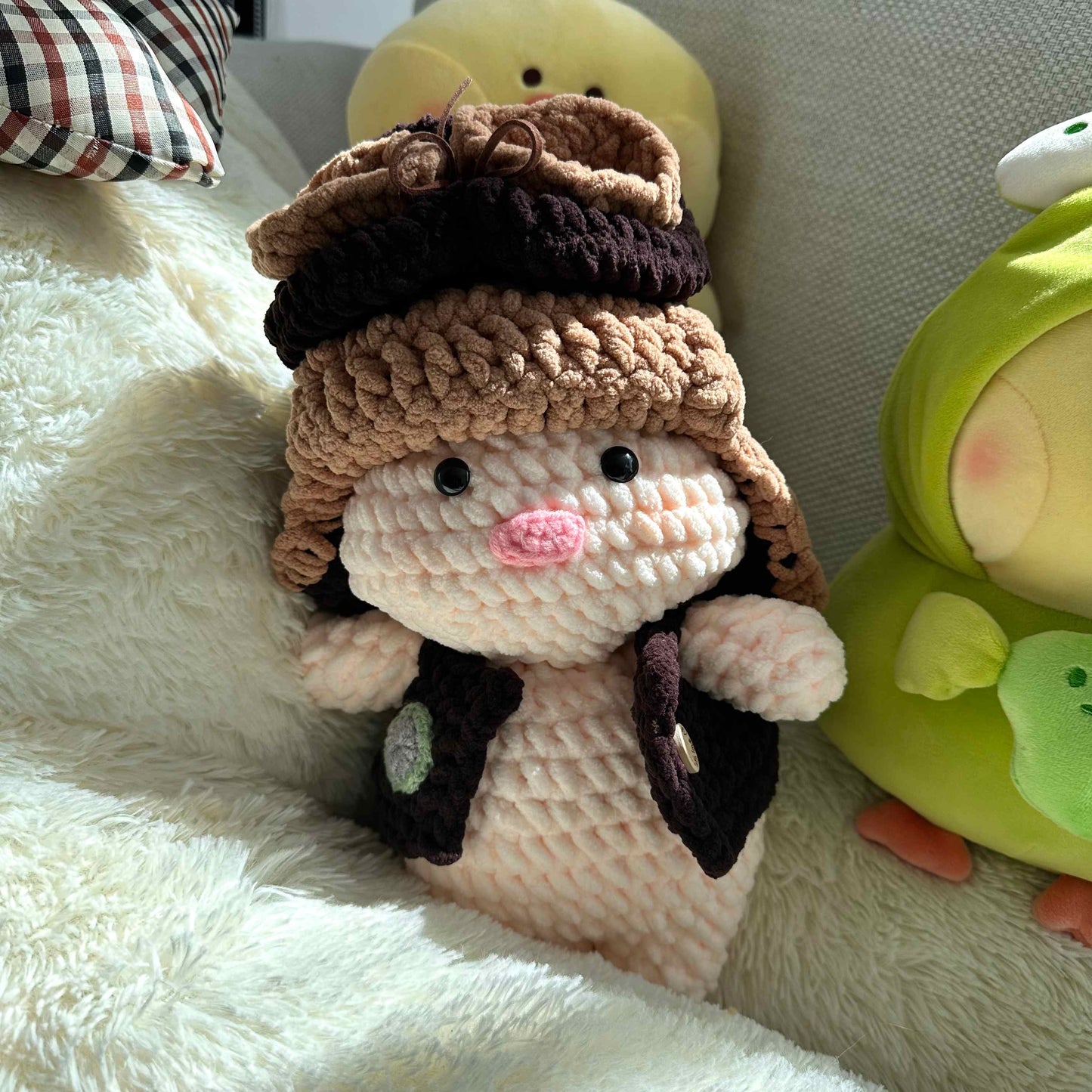 Handmade Crochet Pilot Pig Plush Doll
