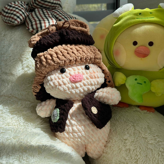 Handmade Crochet Pilot Pig Plush Doll