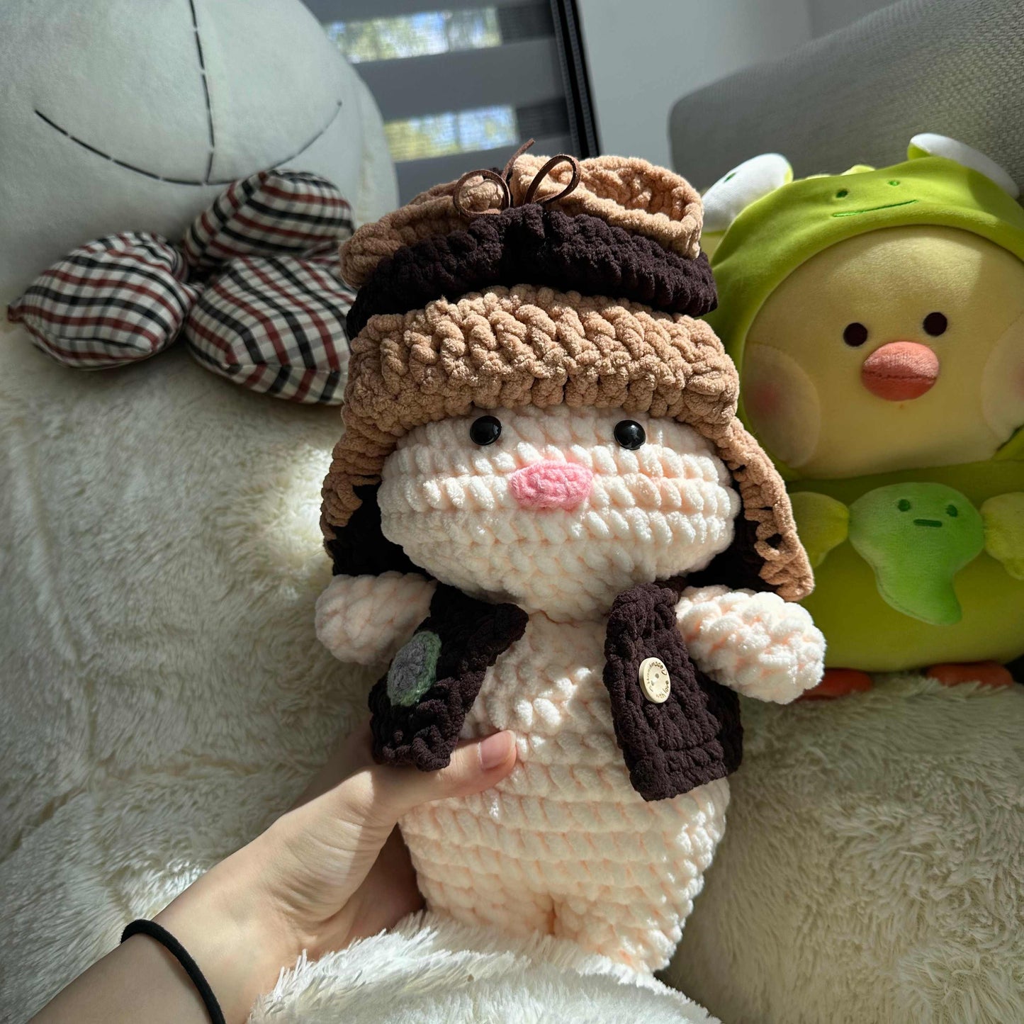 Handmade Crochet Pilot Pig Plush Doll