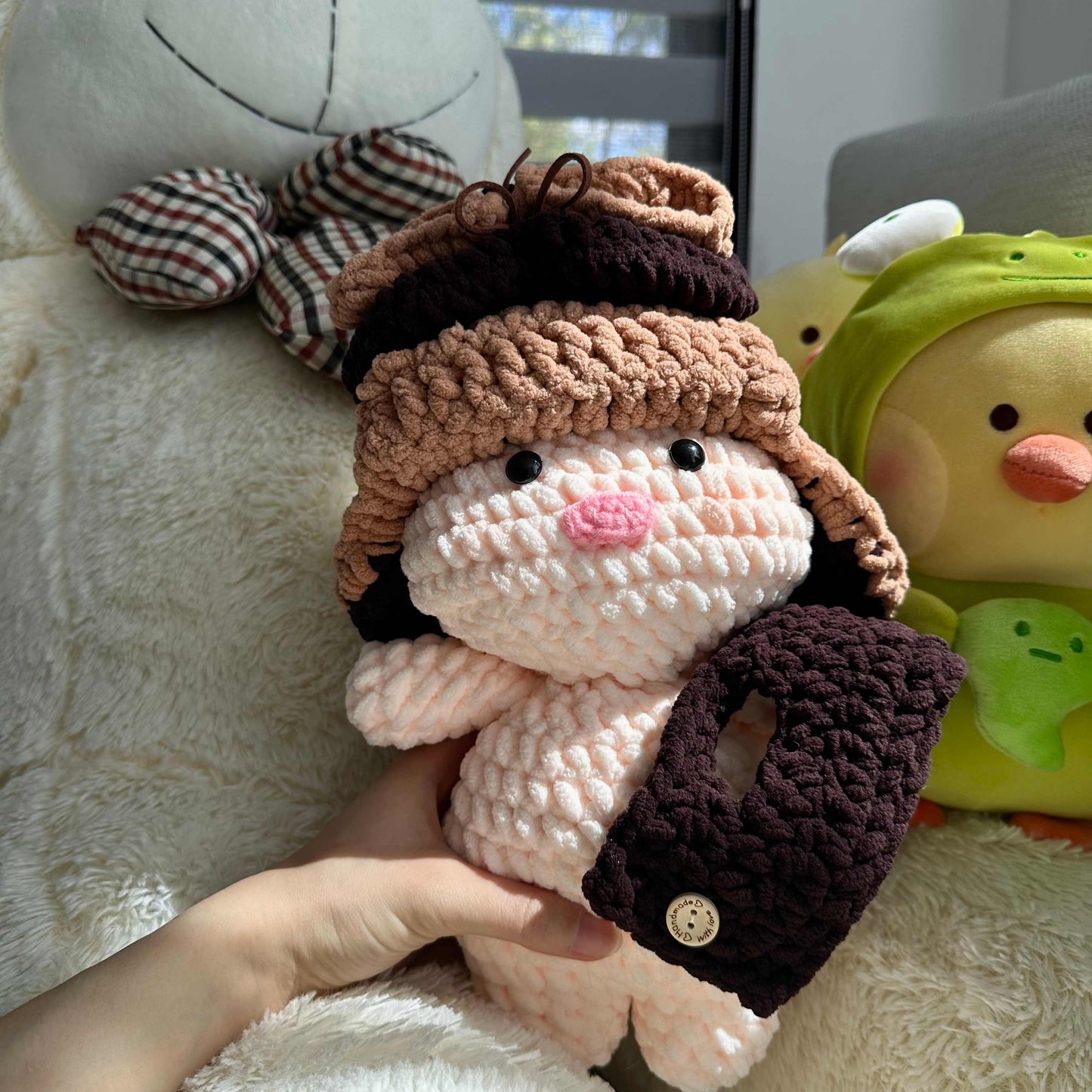 Handmade Crochet Pilot Pig Plush Doll