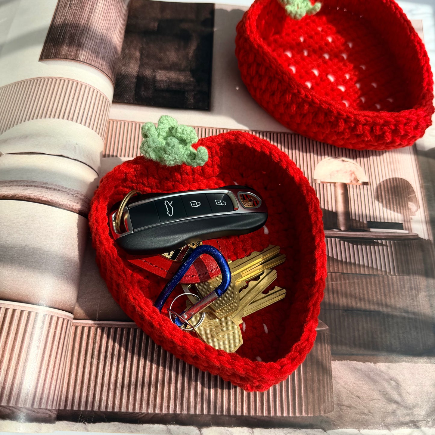 Handmade Crochet Strawberry Basket