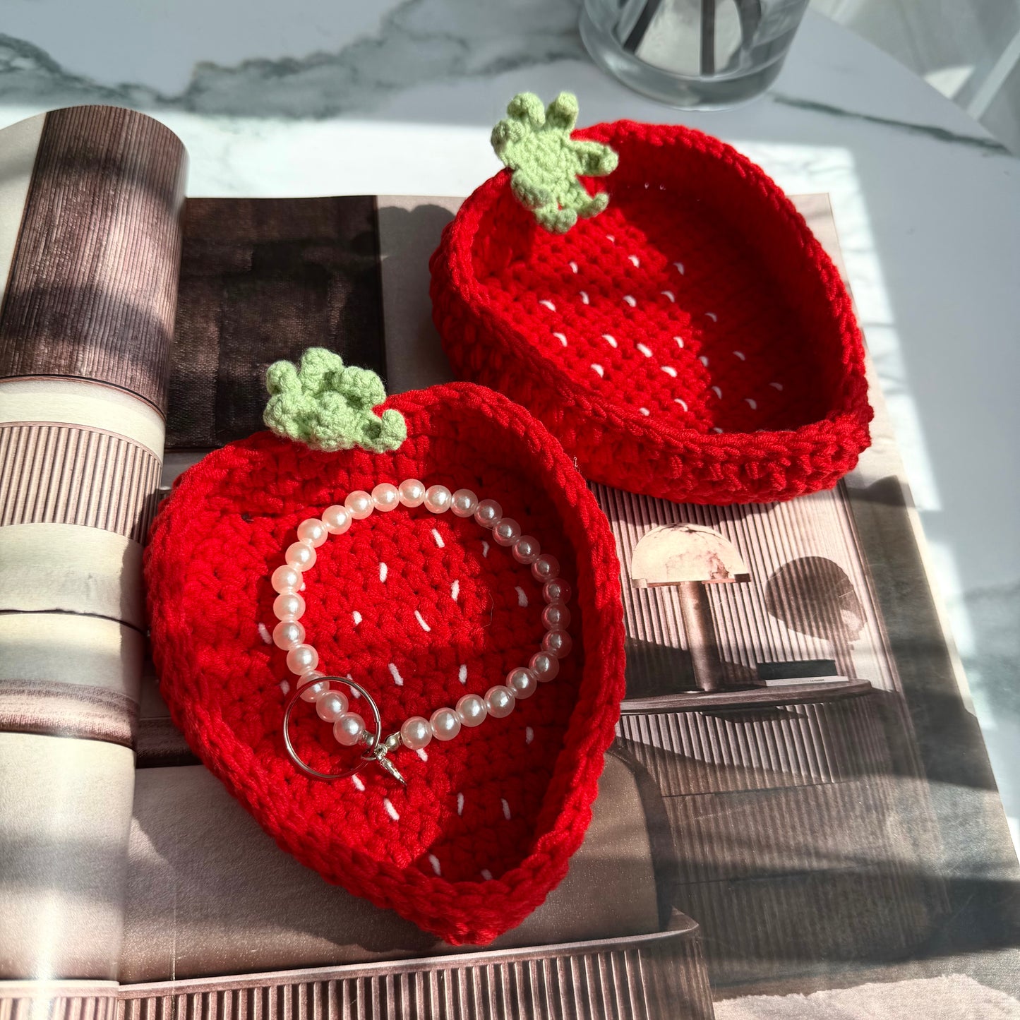 Handmade Crochet Strawberry Basket