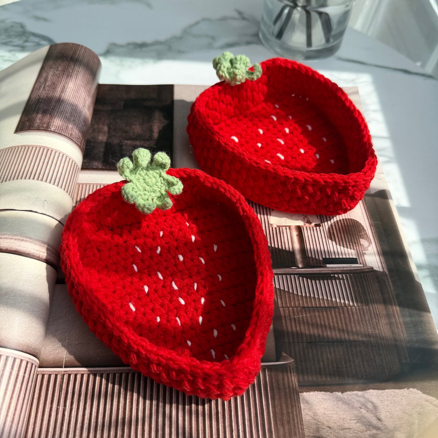 Handmade Crochet Strawberry Basket
