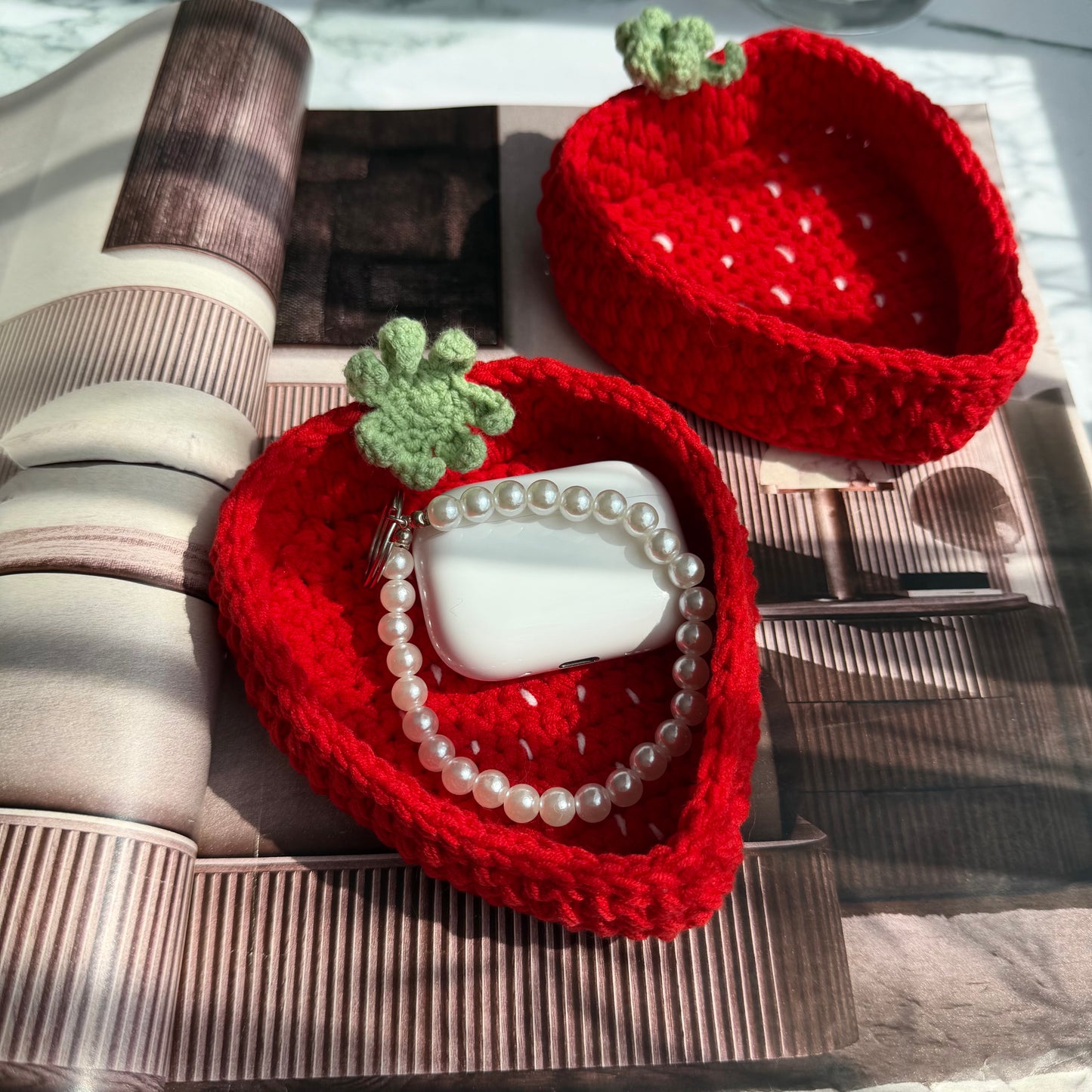 Handmade Crochet Strawberry Basket
