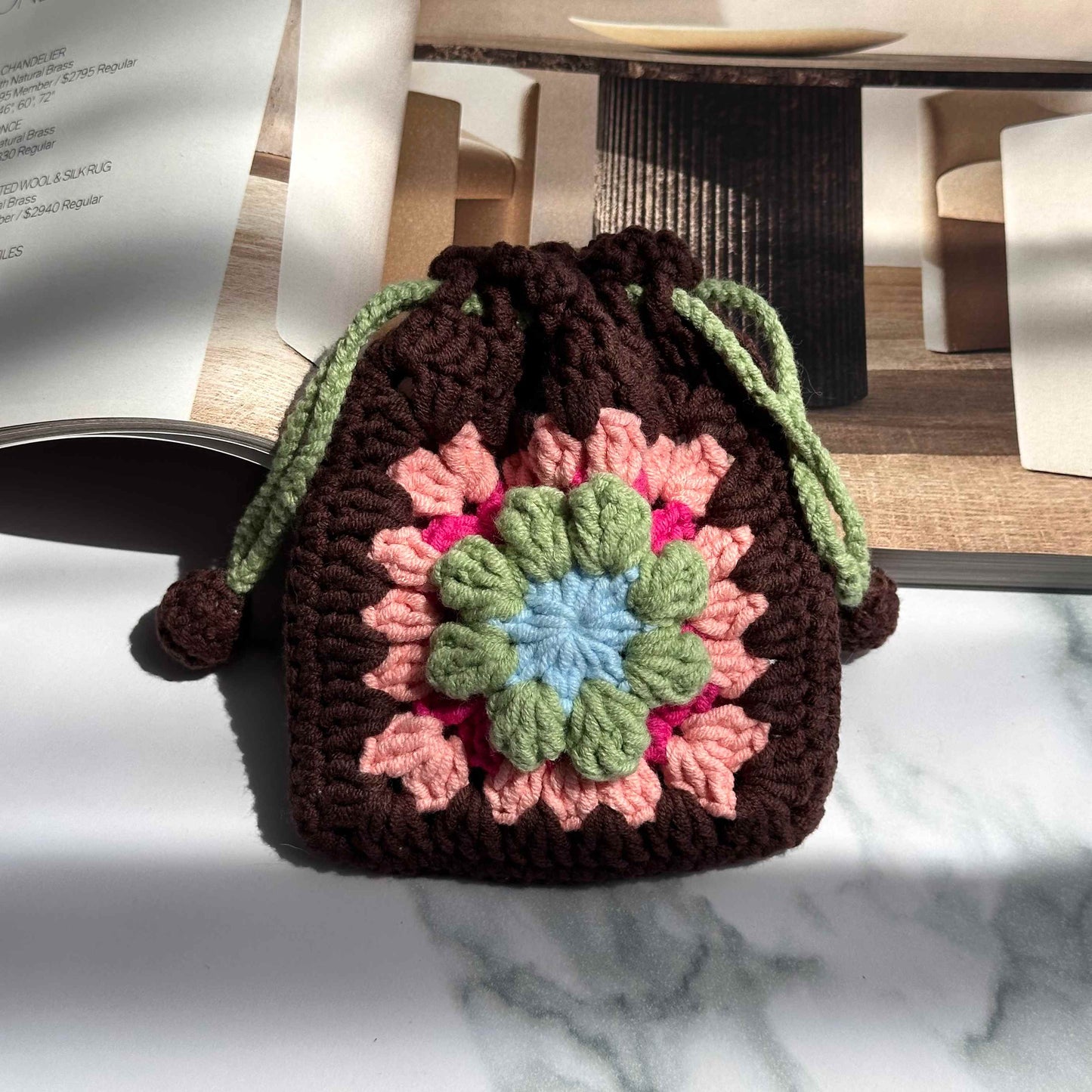 Handmade Crochet Flower Pouch – Boho AirPods Case, Coin Purse
