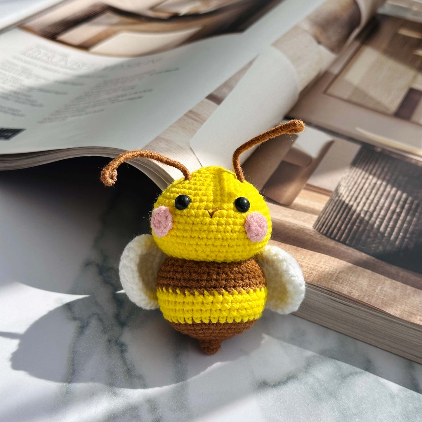 Crochet Bee Keychain: Handmade Kawaii Plush Bag Charm