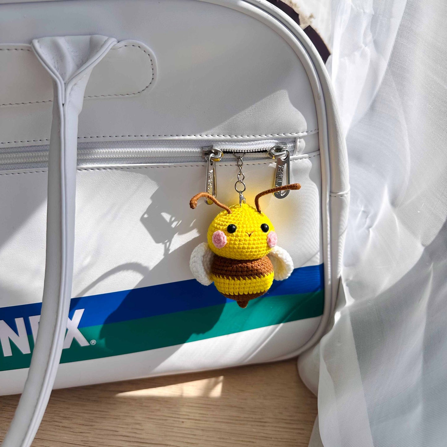Crochet Bee Keychain: Handmade Kawaii Plush Bag Charm