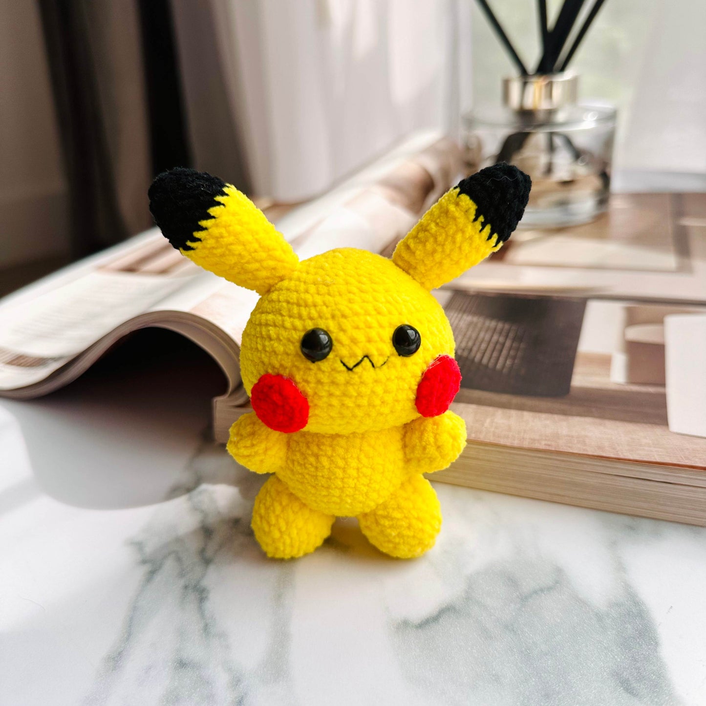 Handmade Yellow Electric Mouse Crochet Plush Keychain