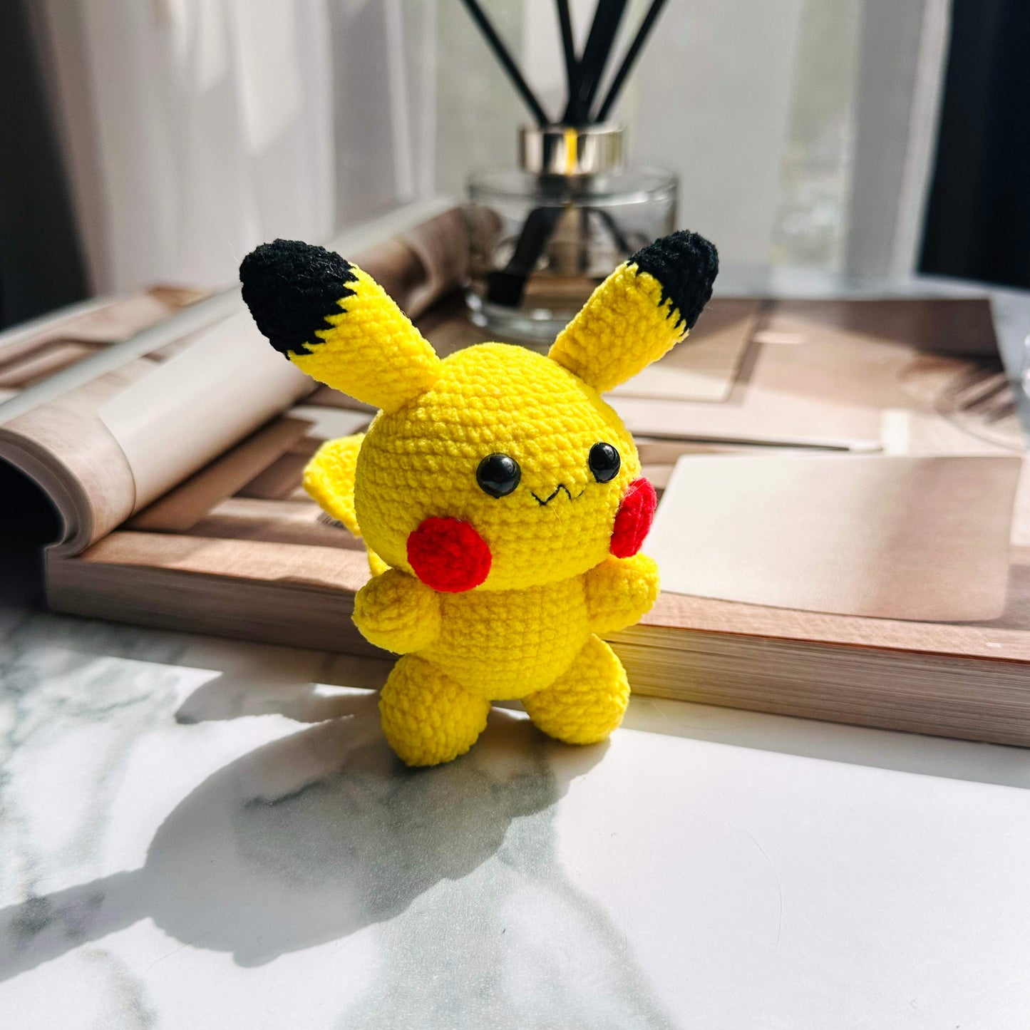 Handmade Yellow Electric Mouse Crochet Plush Keychain