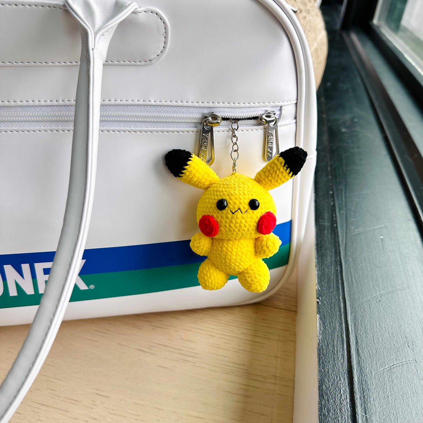 Handmade Yellow Electric Mouse Crochet Plush Keychain