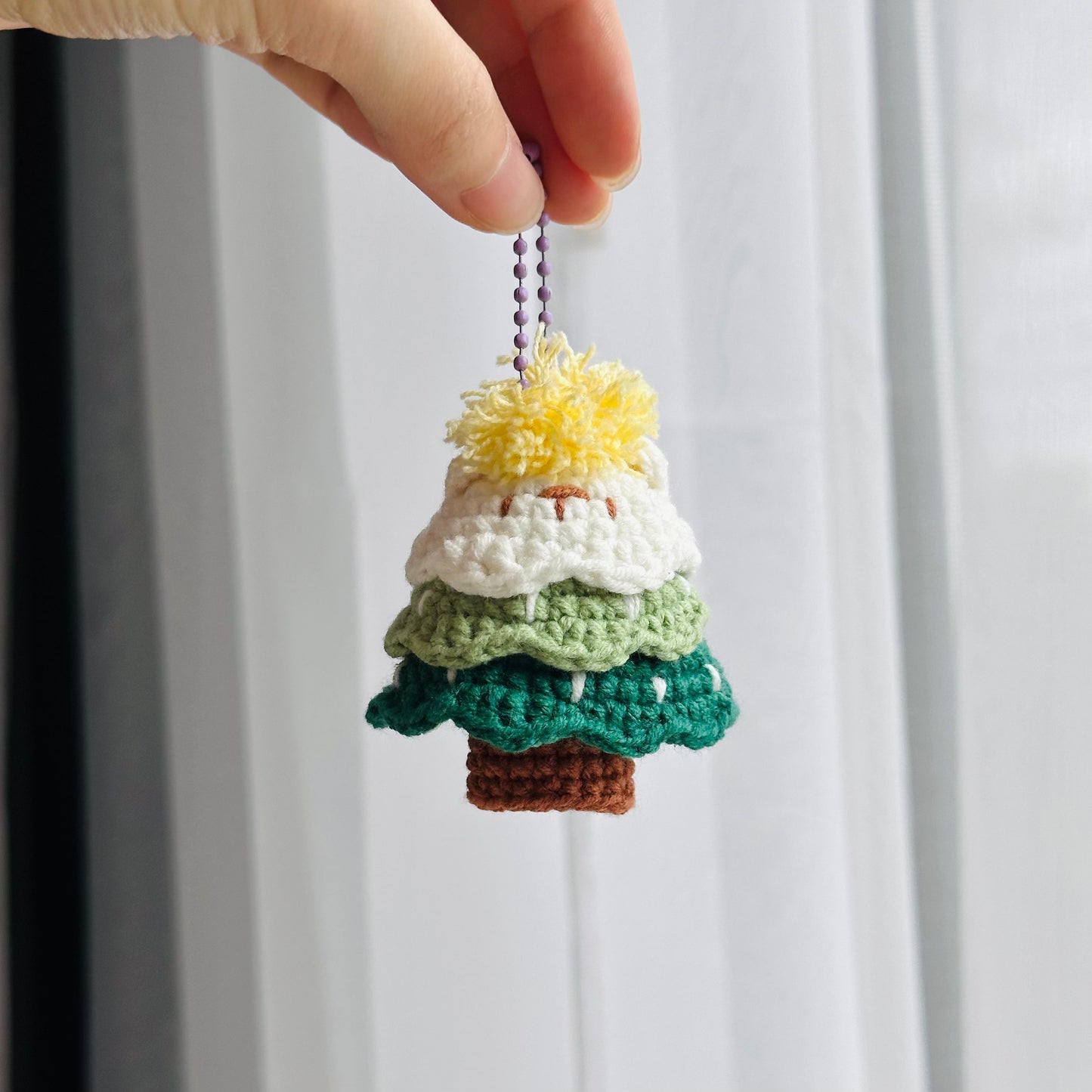 Crochet Christmas Tree Keychain Holiday Bag Charm