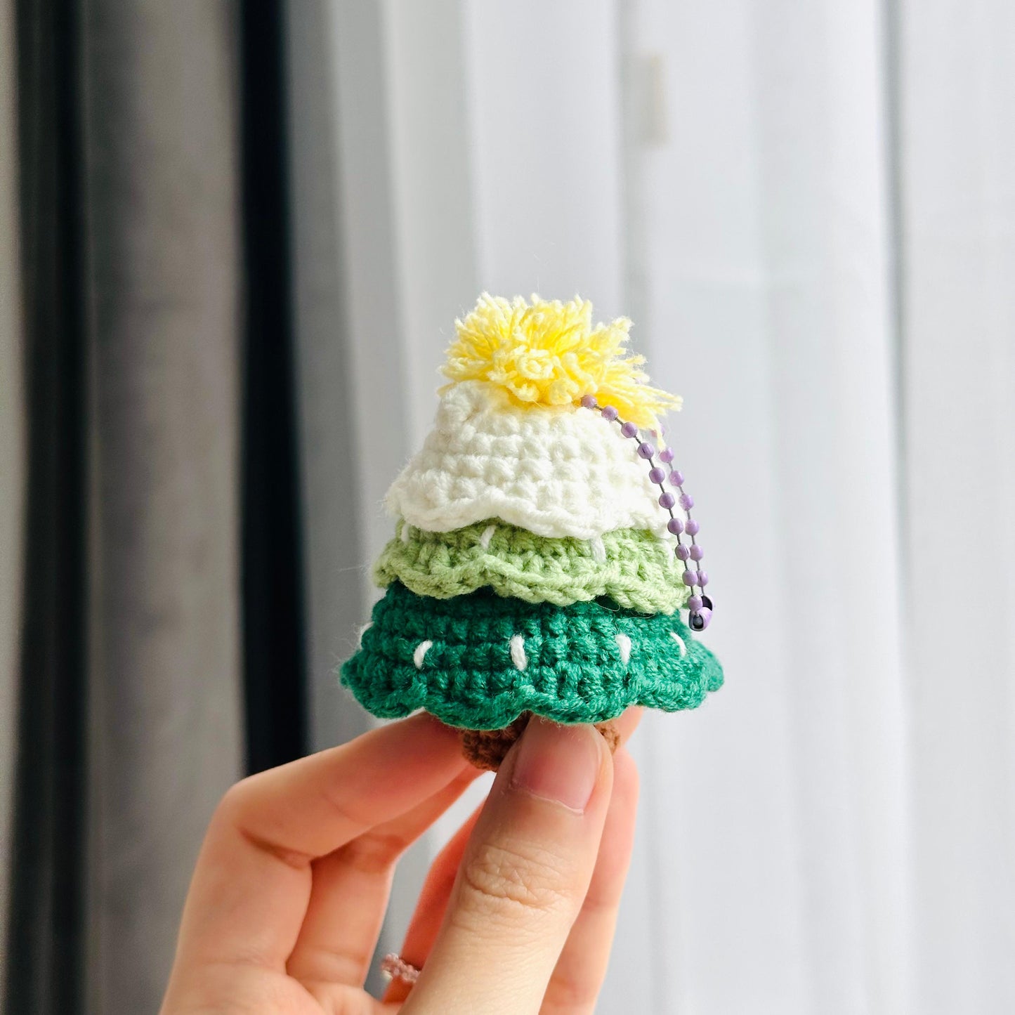 Crochet Christmas Tree Keychain Holiday Bag Charm
