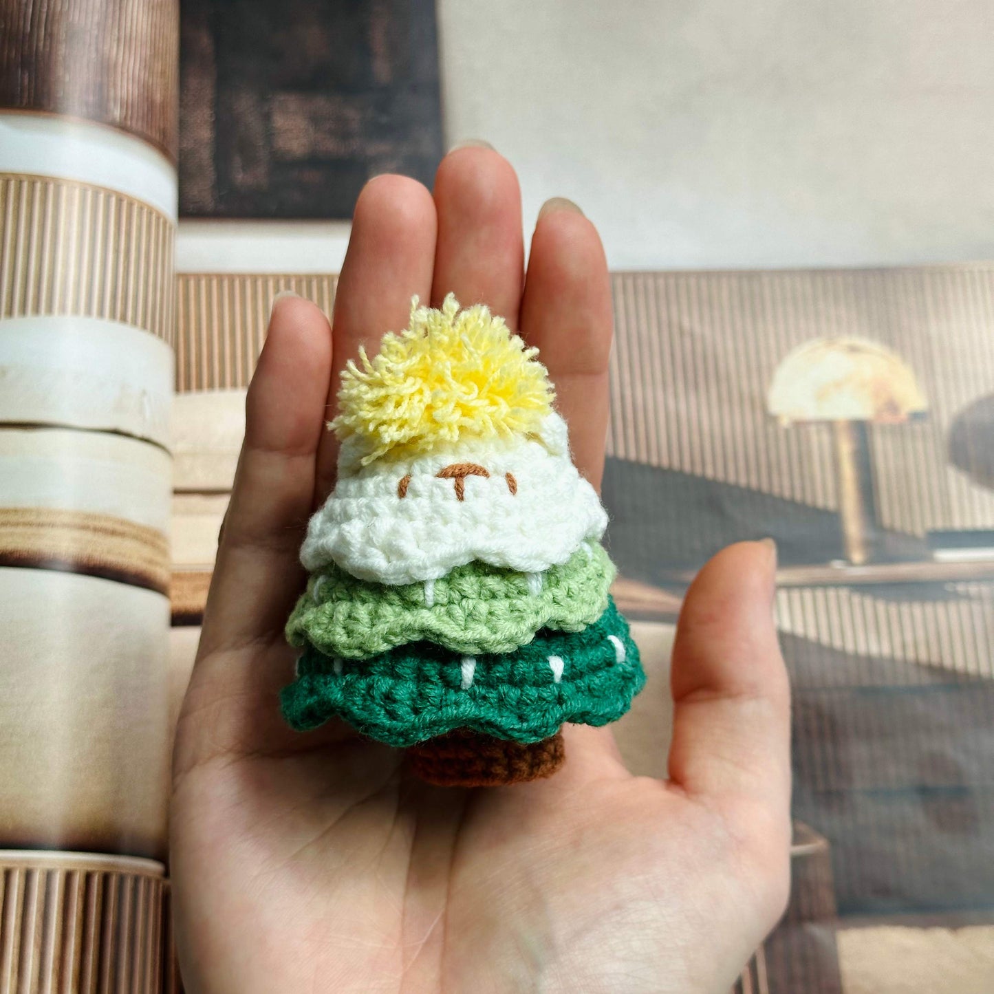 Crochet Christmas Tree Keychain Holiday Bag Charm