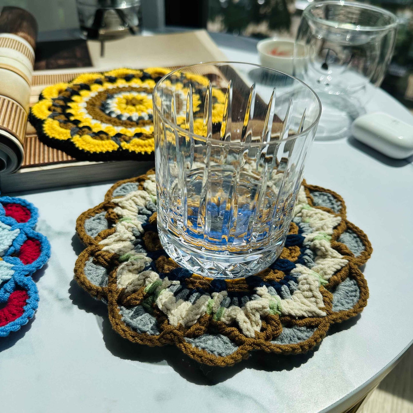 Handmade Crochet Mandala Coaster Boho Drink Mat