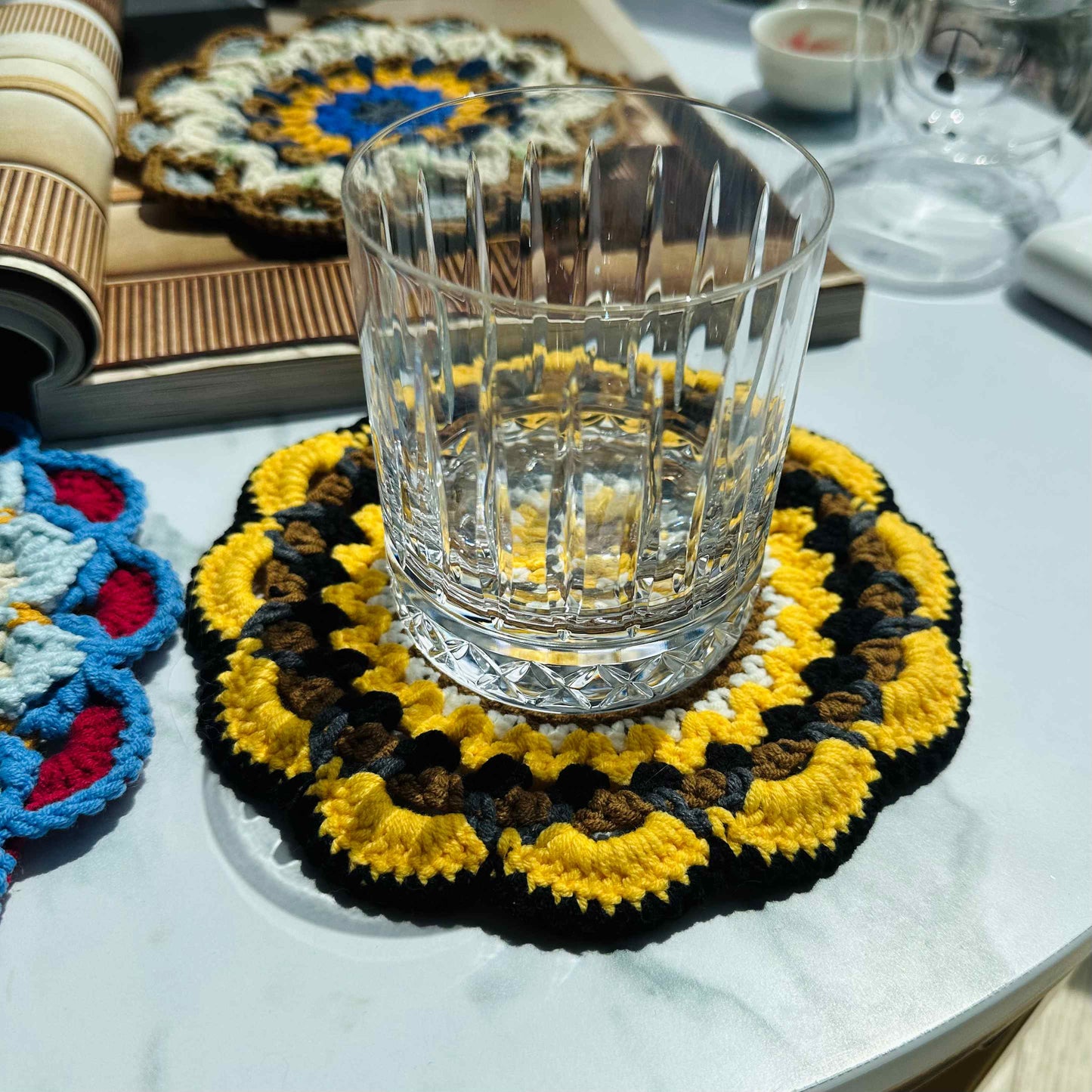 Handmade Crochet Mandala Coaster Boho Drink Mat