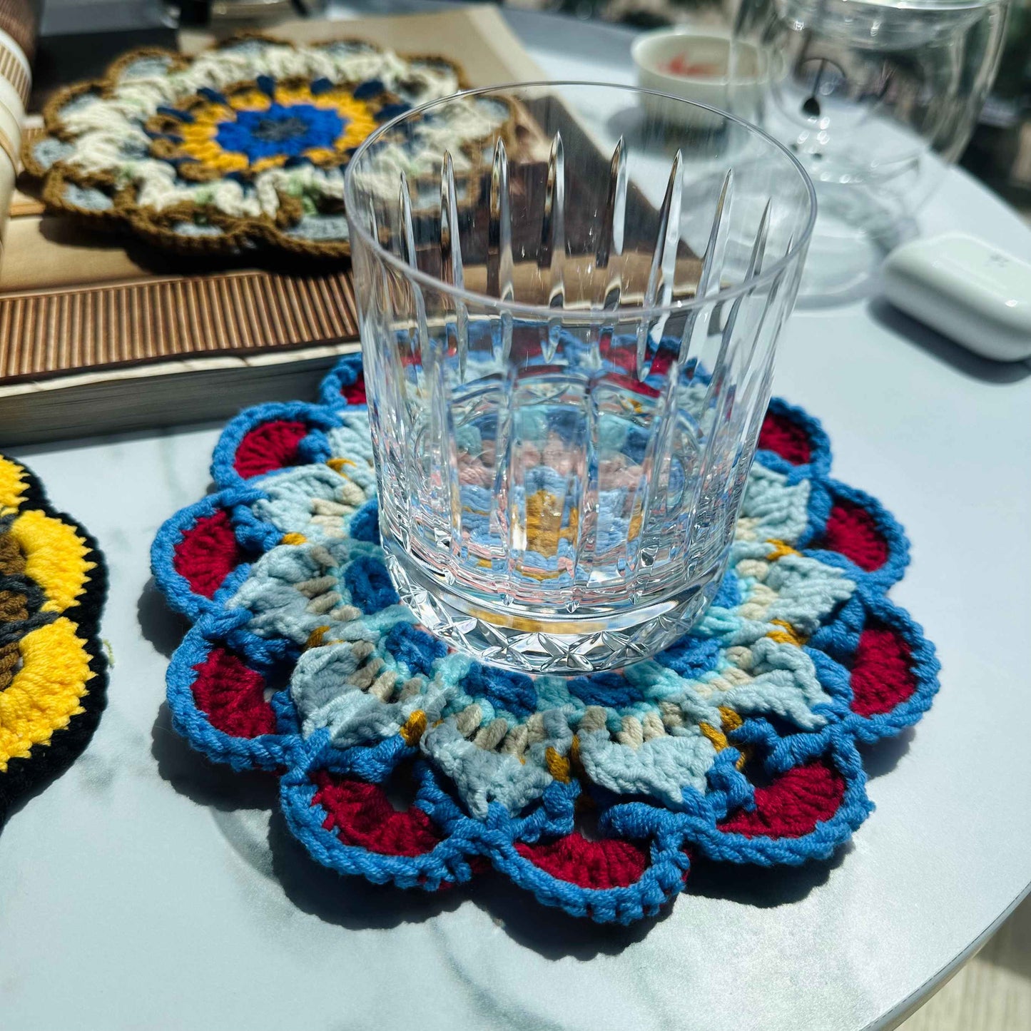 Handmade Crochet Mandala Coaster Boho Drink Mat