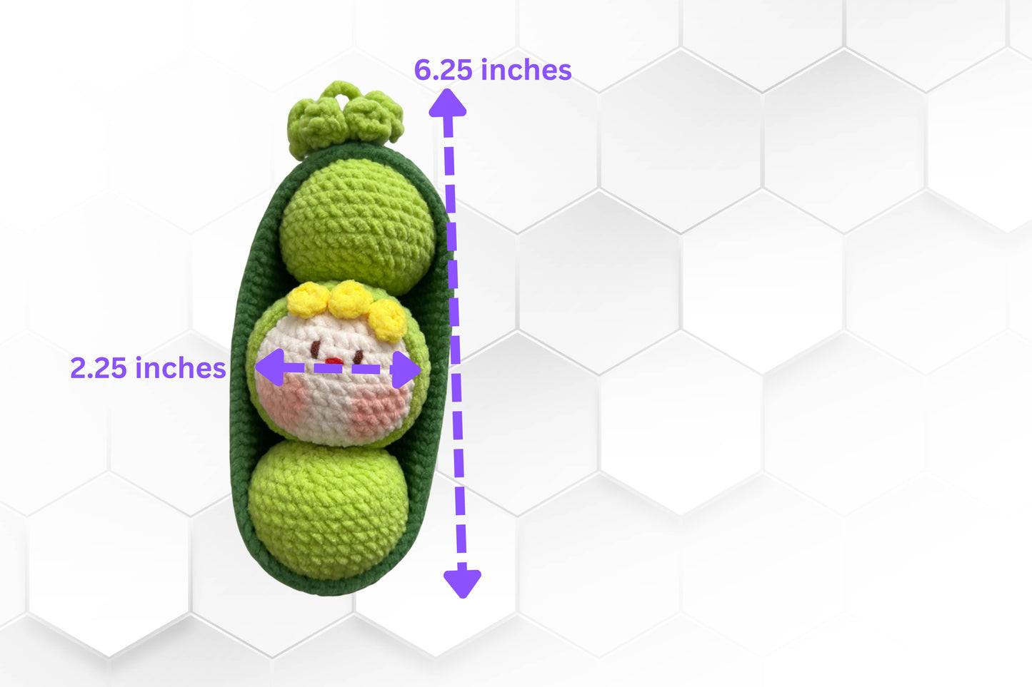 Crochet Pea Pod Plushie with Removable Peas