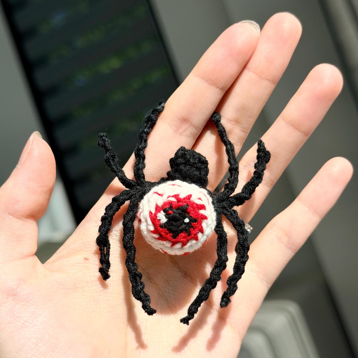 Crochet Eyeball Spider Plush Halloween Amigurumi Decor