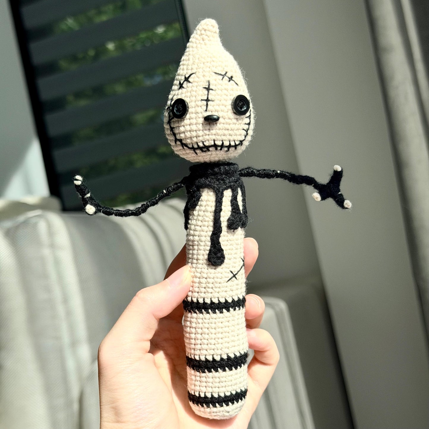 Creepy Crochet Candle Doll – Halloween Ghost Plushie Decor