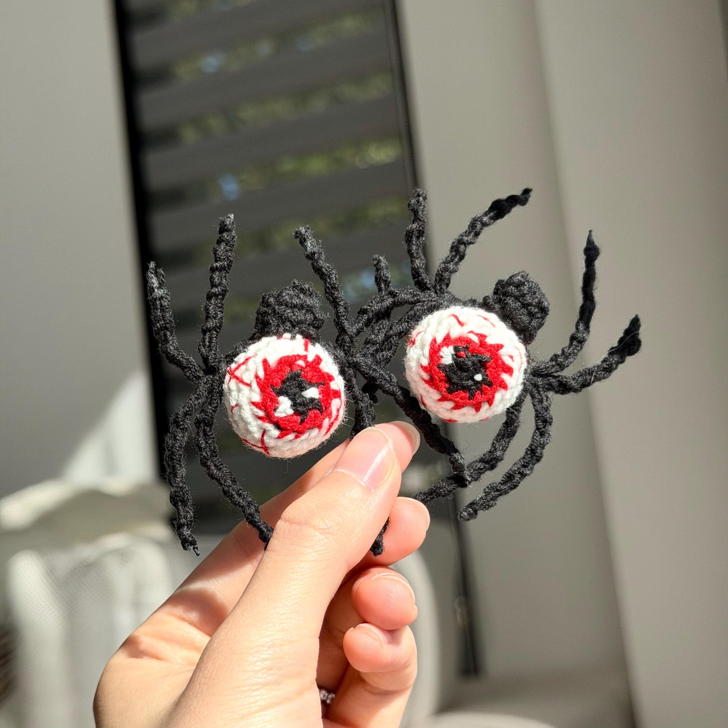 Crochet Eyeball Spider Plush Halloween Amigurumi Decor