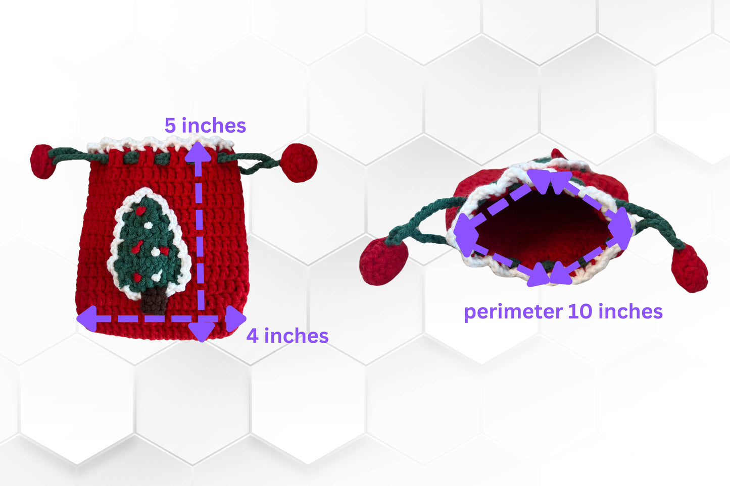 Crochet Christmas Gift Bag – Handmade Santa, Tree, Elk Pouch