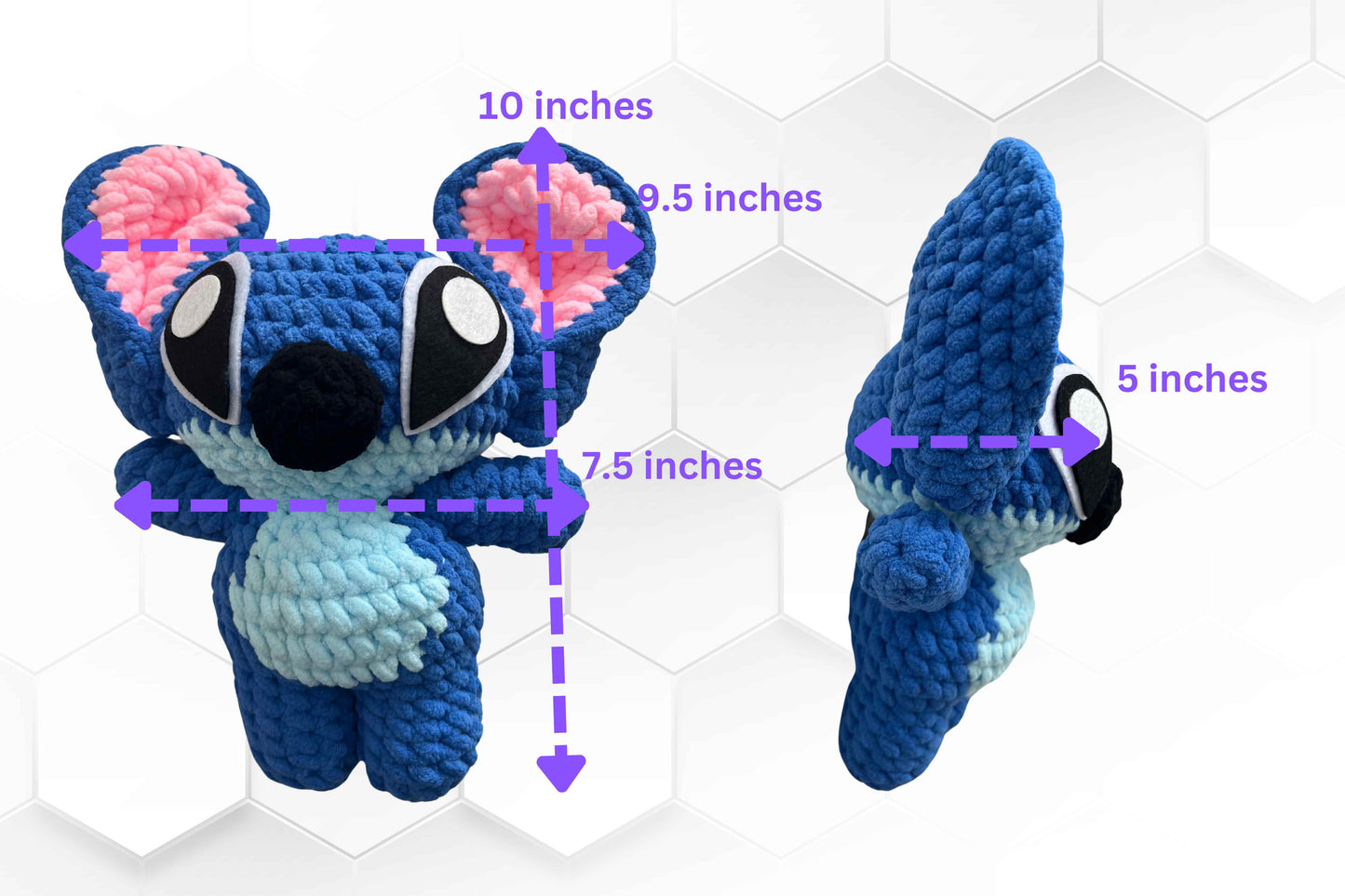 Crochet Blue Stitch Plush Handmade Toy